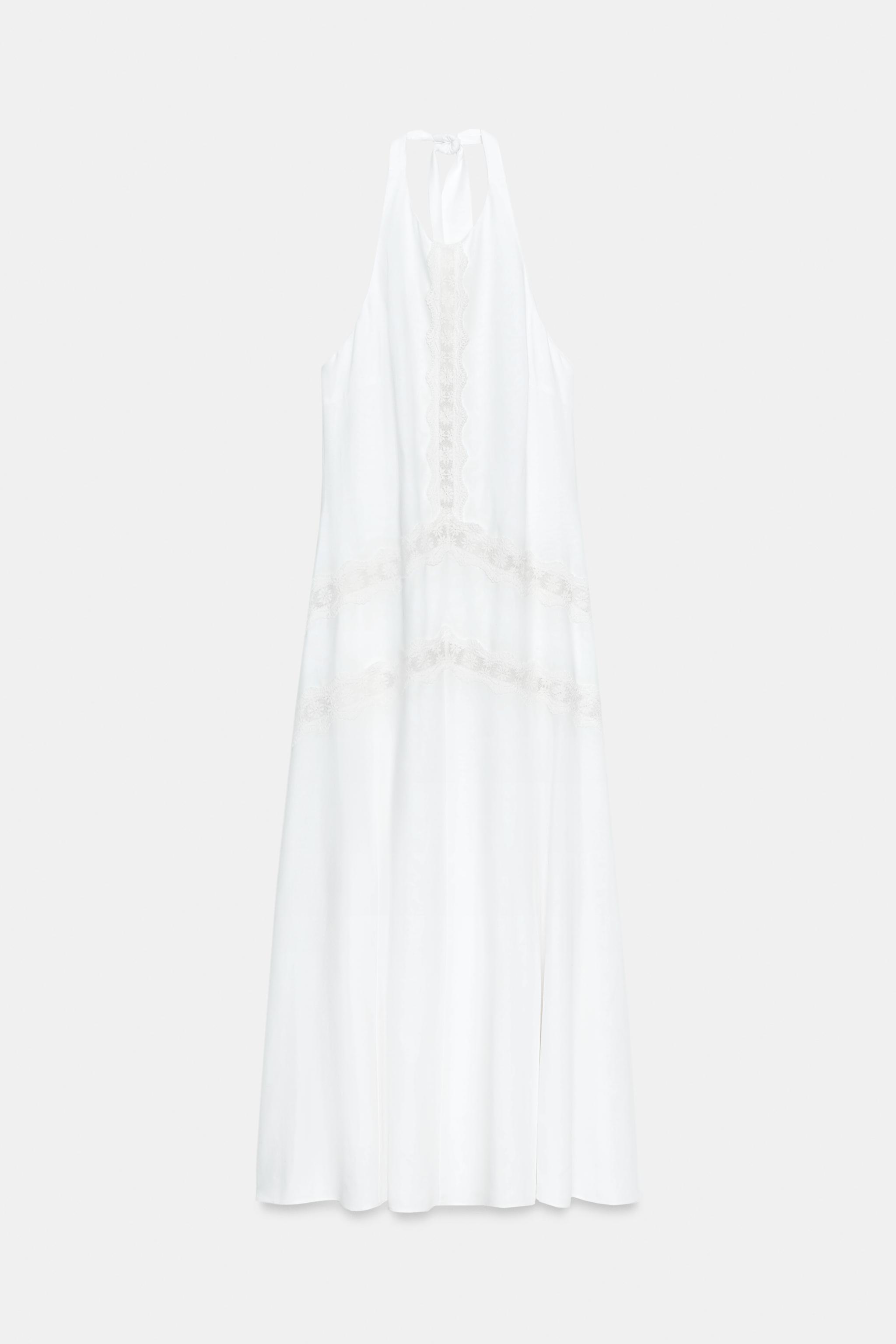 COMBINATION LINEN MIDI DRESS