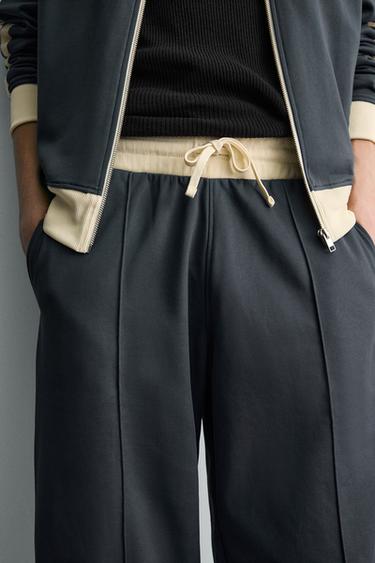 PANTALON DE JOGGING COUPE LARGE AVEC BANDES - Bleu de Zara - Image 5