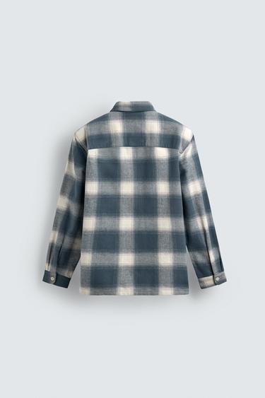 CHEMISE À CARREAUX EN FLANELLE - Bleu / Blanc de Zara - Image 8