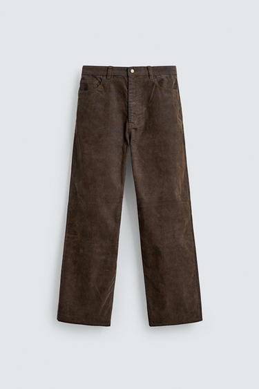 PANTALON BAGGY EN VELOURS CÔTELÉ - Marron de Zara