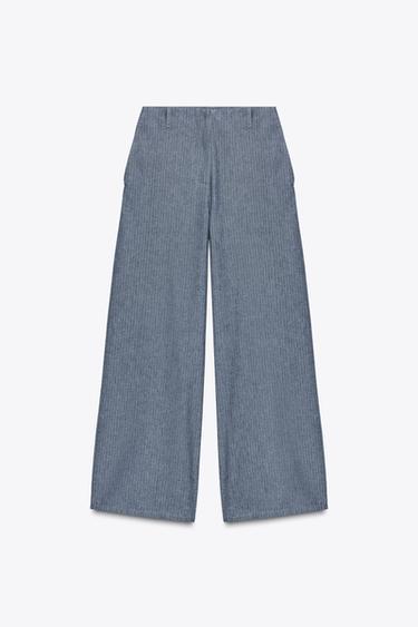 Zara ZW COLLECTION RELAXED PANTS - Blue