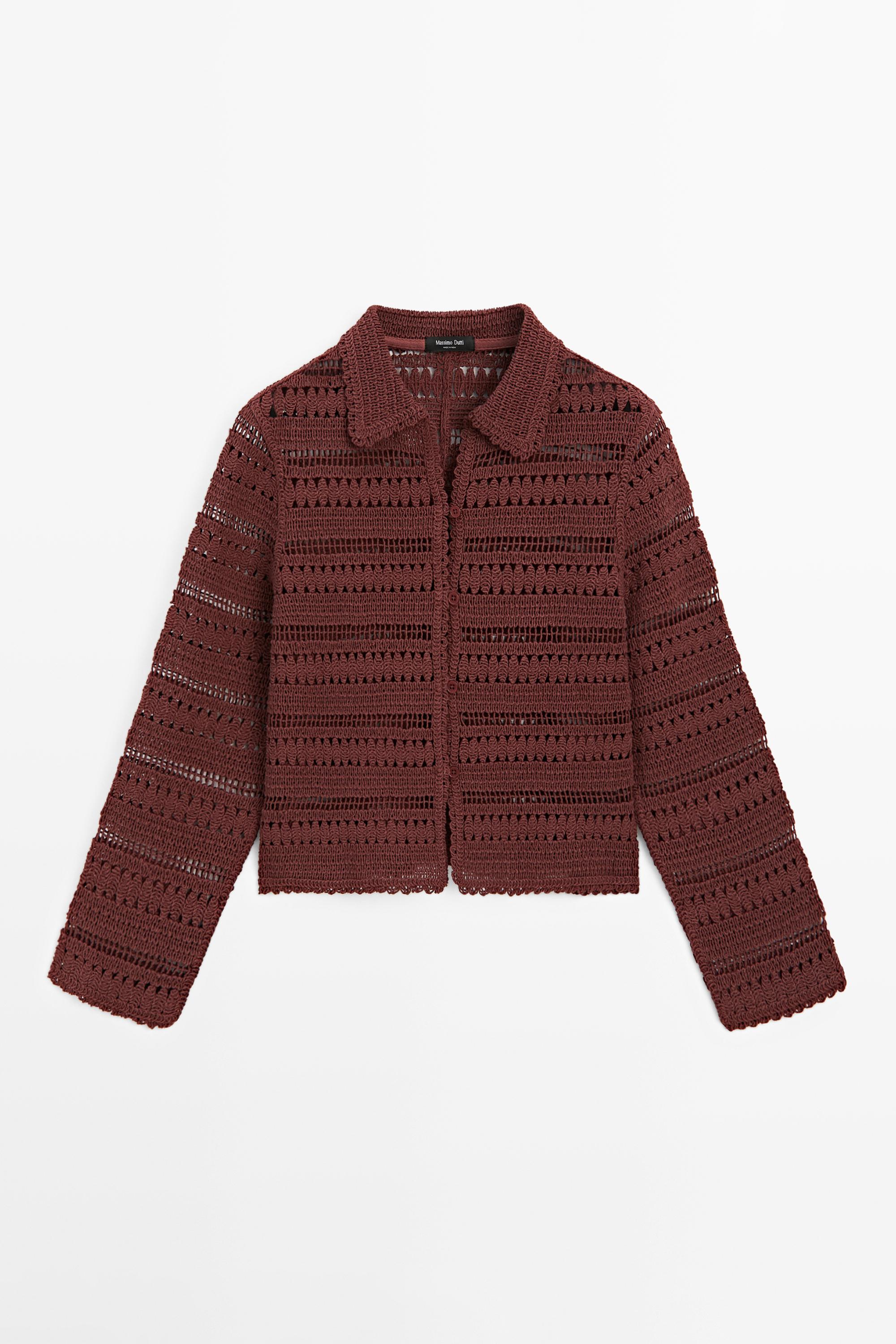 Short cotton crochet jacket