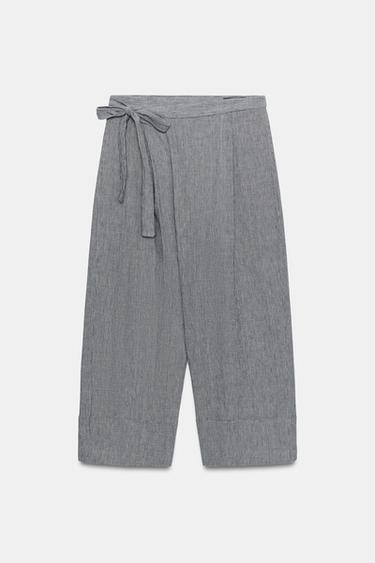 HOUNDSTOOTH PAREO TROUSERS ZW COLLECTION - Blue/White by Zara