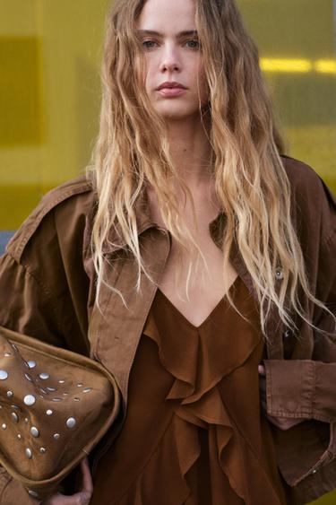 SHORT DRESS WITH RUFFLES - chocolate by Zara - Image 4