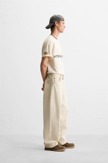 CONTRAST PRINTED T-SHIRT - Ecru by Zara - Image 3