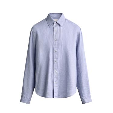 Zara KOŠULJA REGULAR FIT OD 100 % LANA – plava / lavanda