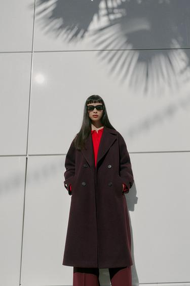 ABRIGO OVERSIZE SOFT - Burgundy de Zara