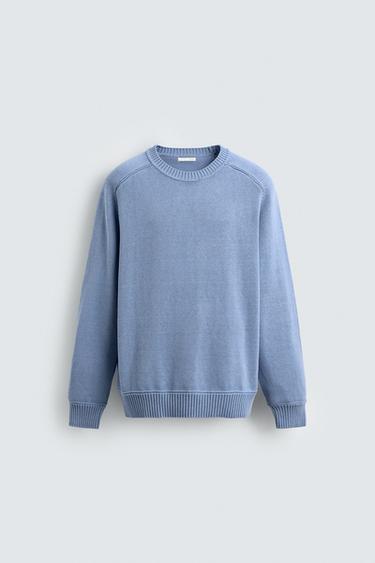 Zara 棉質 - 喀什米爾羊絨針織衫 - 深藍色