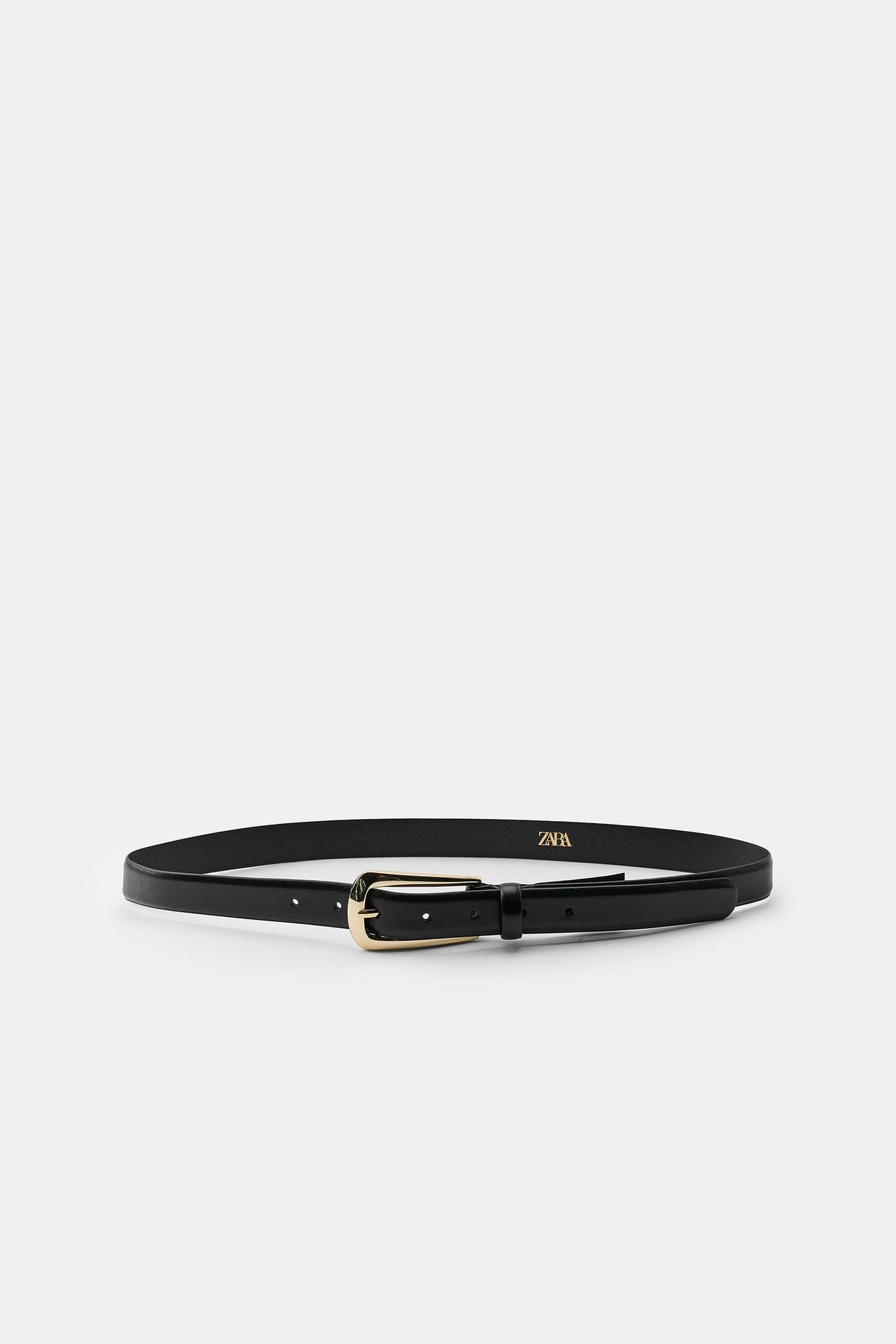 100% LEATHER BUCKLE BELT — Black