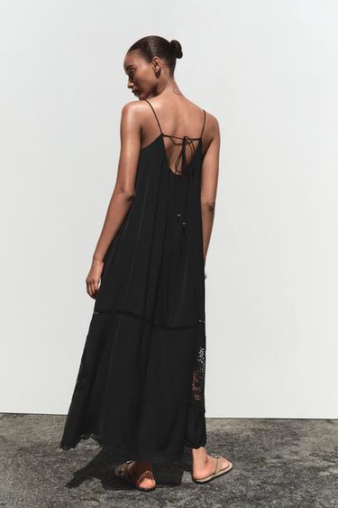 EMBROIDERED VOLUMINOUS MIDI DRESS - Black by Zara - Image 4