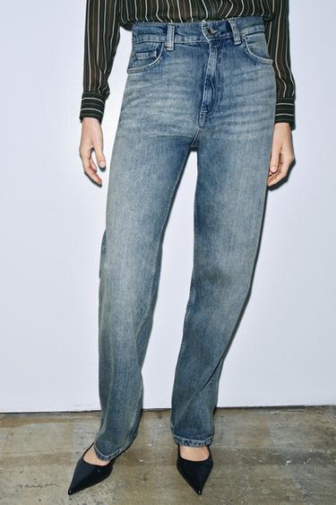 ZW COLLECTION HIGH-WAIST STRAIGHT JEANS - Mid-blue by Zara