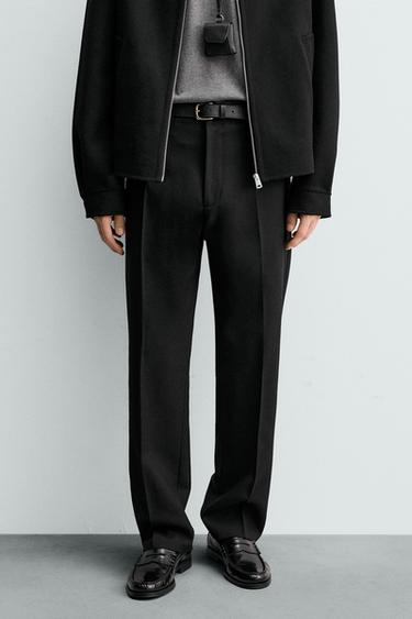Zara ORIGINS 100% 羊毛休閒長褲 - 黑色