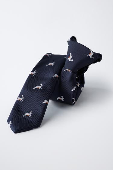 CRAVATE À IMPRIMÉ ANIMALIER - Bleu de Zara - Image 3