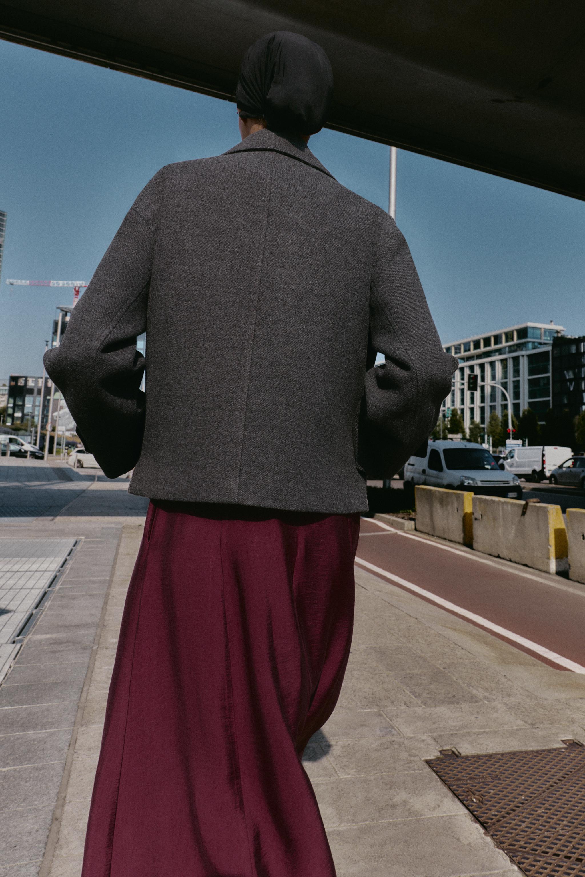 ソフトダブルブレストショートコート - グレー | ZARA Japan / 日本