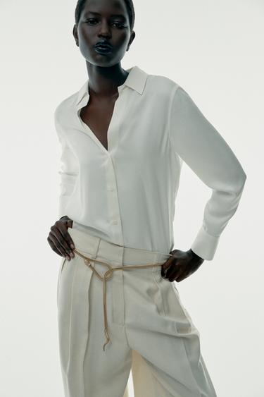 ZW COLLECTION SATIN SHIRT WITH VISCOSE - Ecru by Zara