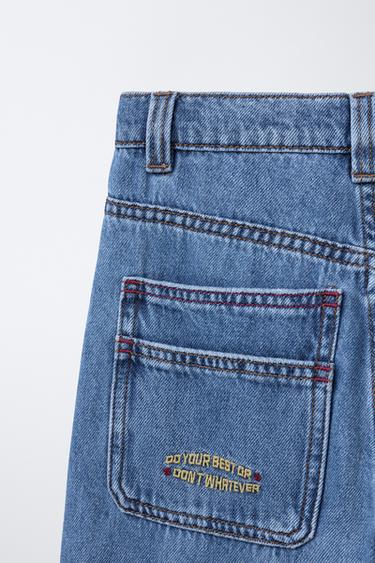 EMBROIDERED BAGGY JEANS - Mid-blue by Zara - Image 3