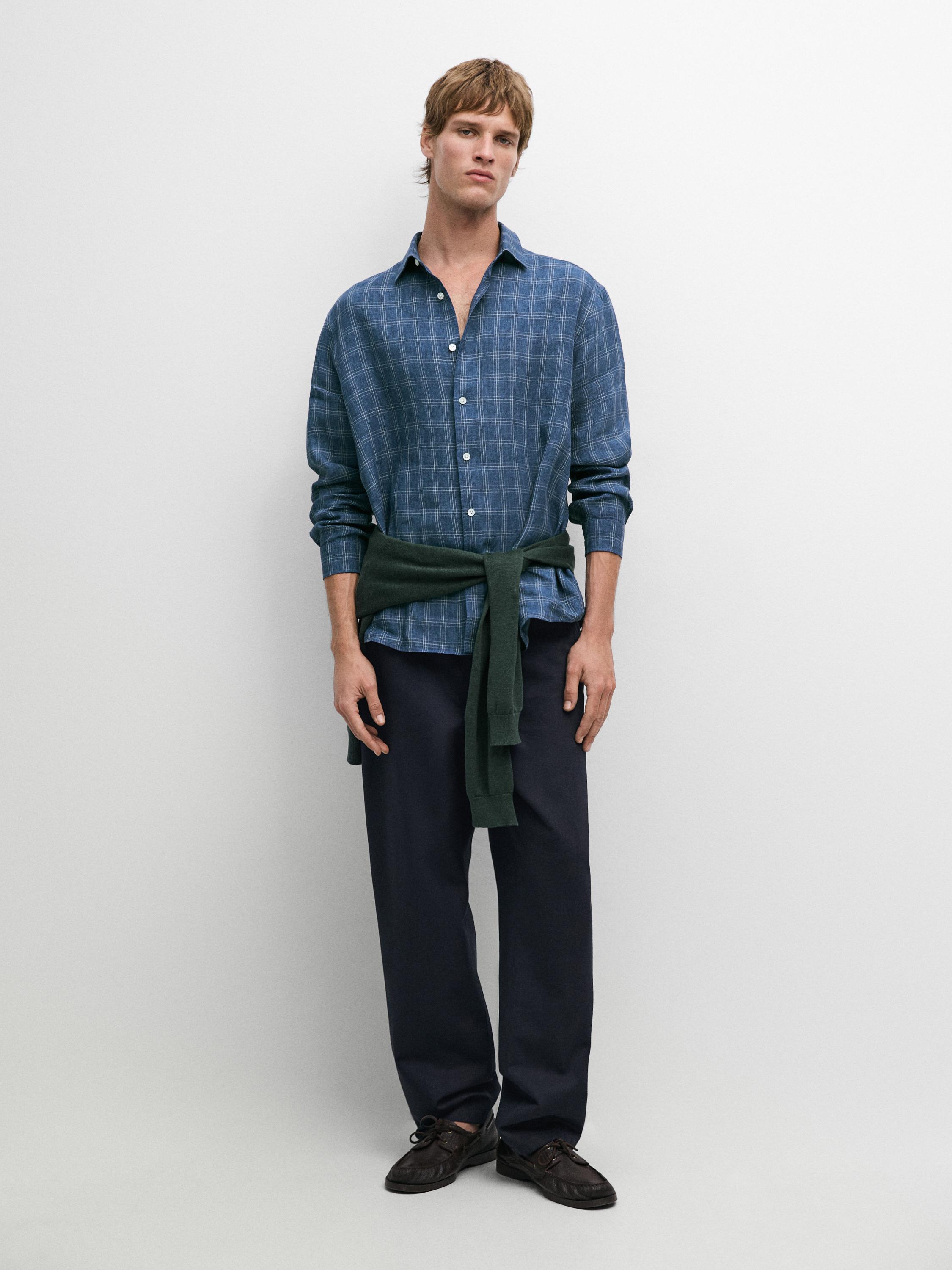 Chemise carreaux 100 % lin