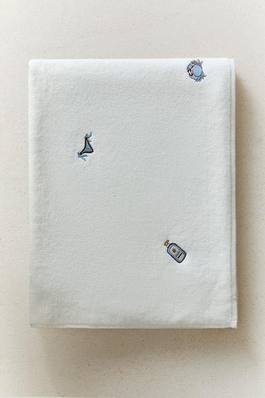 Zara BEACH EMBROIDERY BATH TOWEL - Ivory