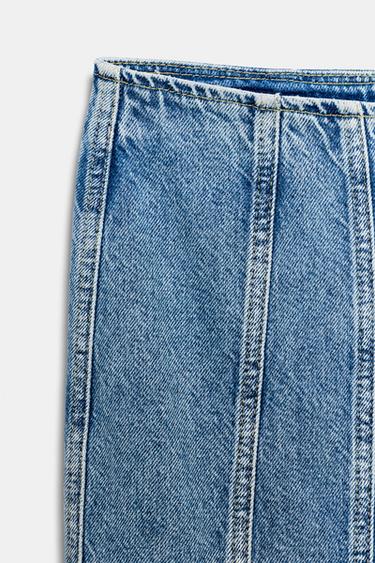 JUPE Z1975 MI-LONGUE EN JEAN COUTURES - Bleu moyen de Zara - Image 4