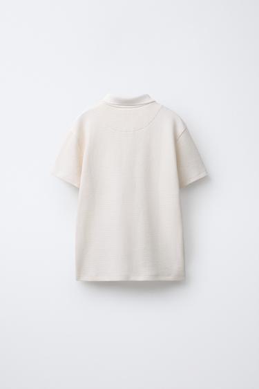 TEXTURED POLO SHIRT WITH LABEL - Pearl / Beige by Zara - Image 1