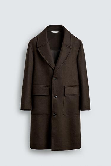 RELAXED FIT WOOL COAT - Brown by Zara