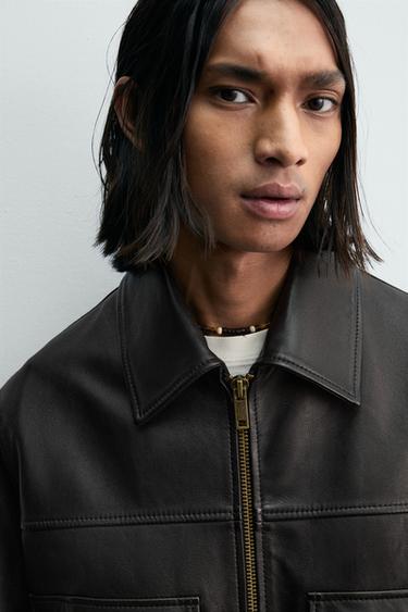 BLOUSON COURT EN CUIR ÉDITION LIMITÉE - Noir de Zara - Image 4