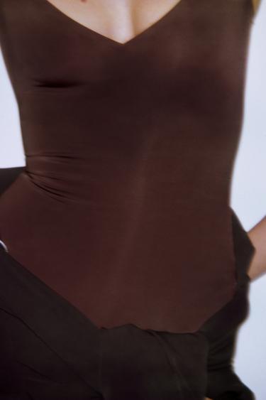 POLYAMIDE BLEND BODYSUIT - Brown by Zara - Image 4