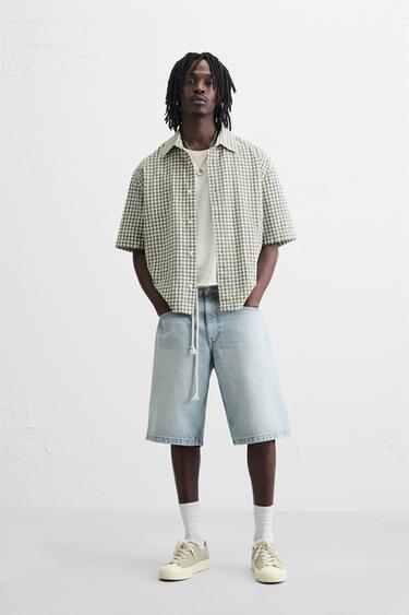 FADED WASH BAGGY FIT DENIM BERMUDA SHORTS - Light blue by Zara - Image 0