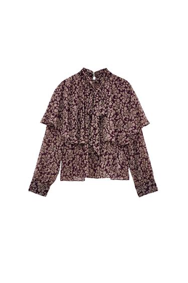 PRINTED BLOUSE WITH BOW