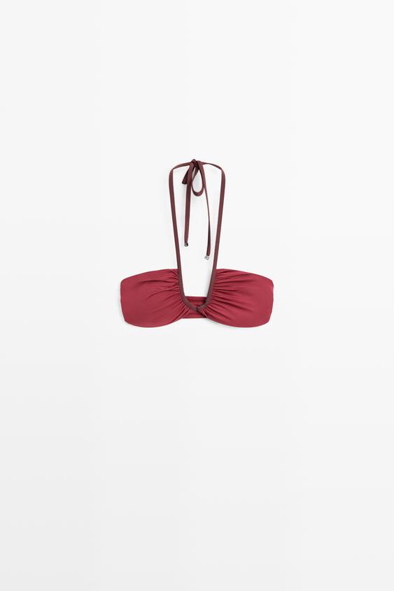 Bikini top with contrast gathered detail from Zara - $70