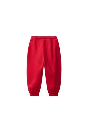 DAISY EMBROIDERED PLUSH PANTS — Red 2