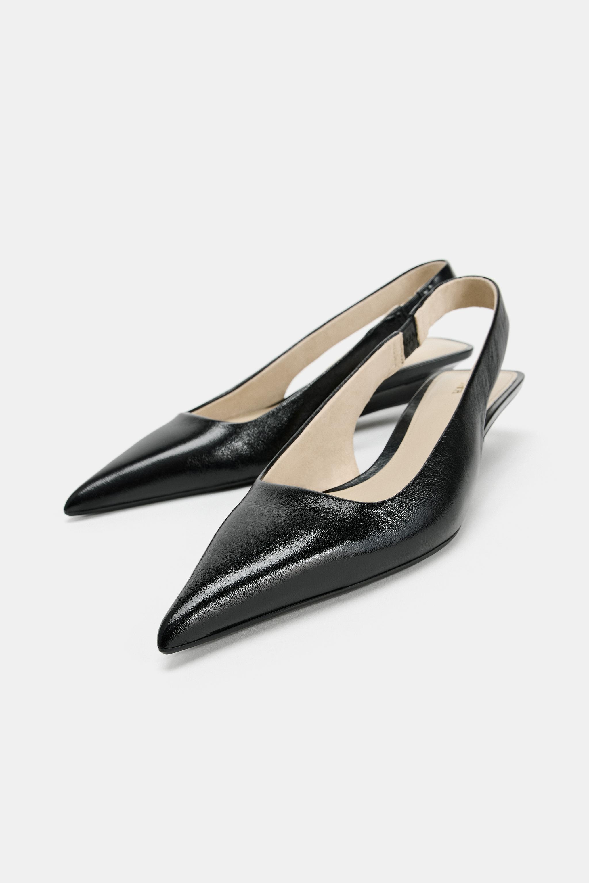 Обувь Zara LEATHER MINI WEDGE SLINGBACKS — фото 4