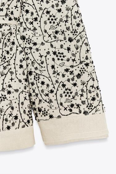 ZW COLLECTION EMBROIDERED KIMONO WITH LINEN - Beige by Zara - Image 7