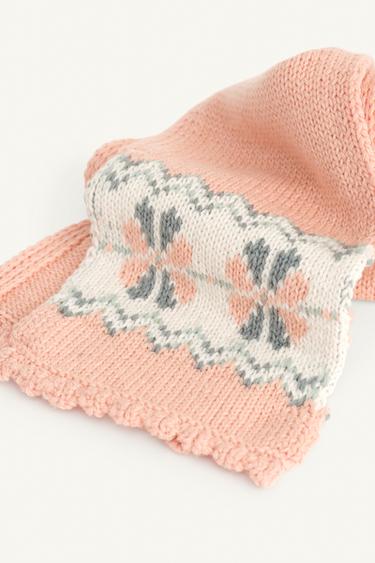 LIMITED EDITION WOOL BLEND GREEK KEY KNIT SCARF - Pink by Zara