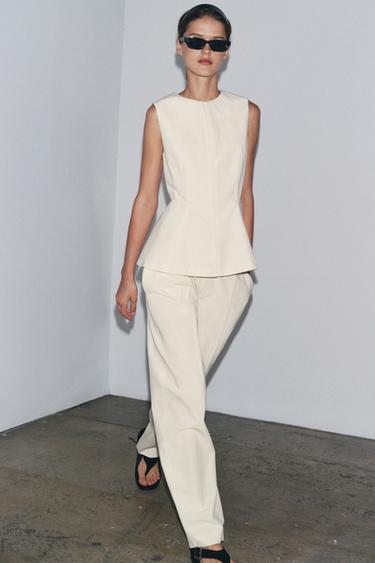 Zara ZW COLLECTION BALLOON PANTS - Ecru