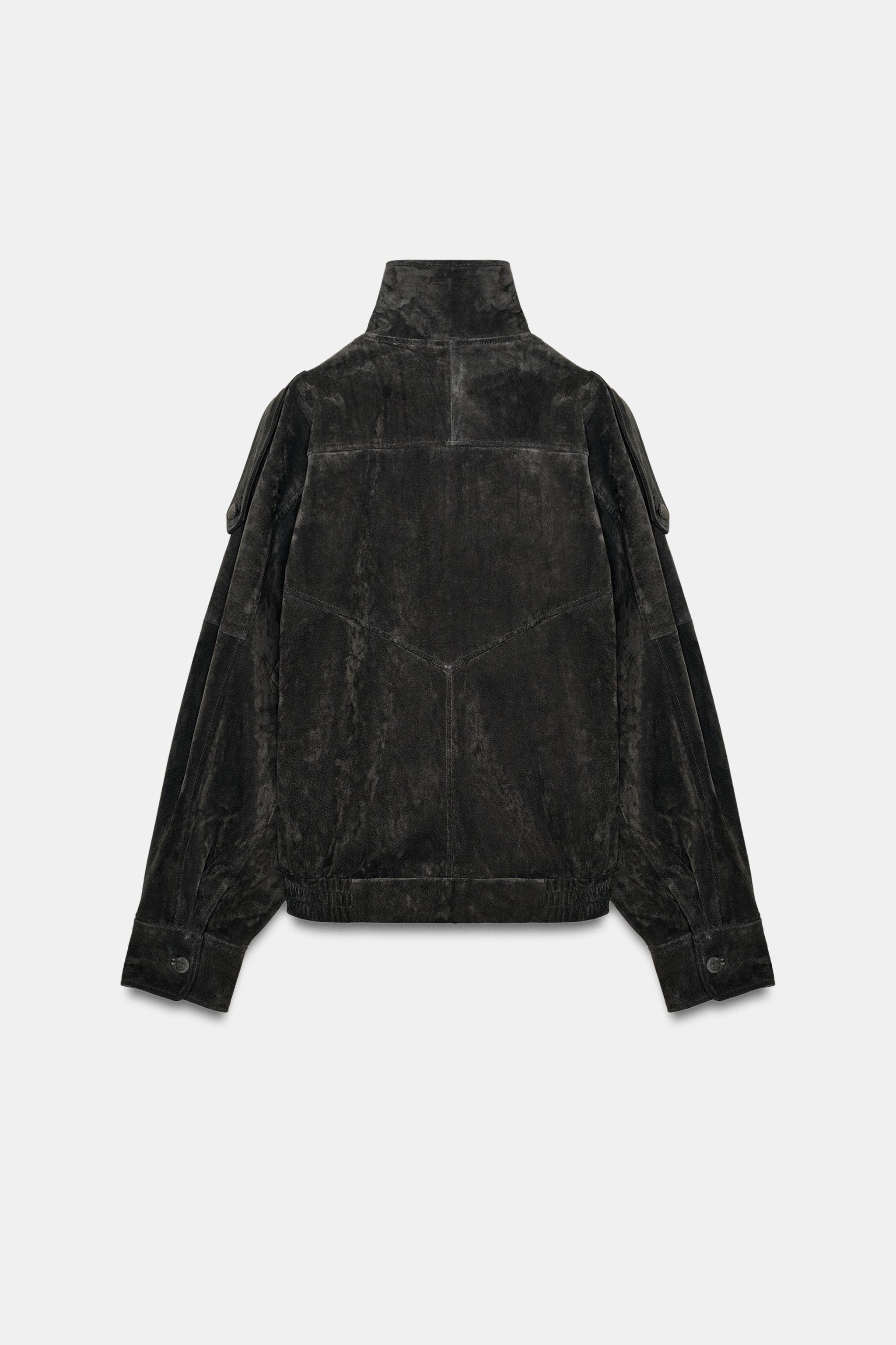 100% SUEDE BIKER JACKET WITH COVERED BUTTONS