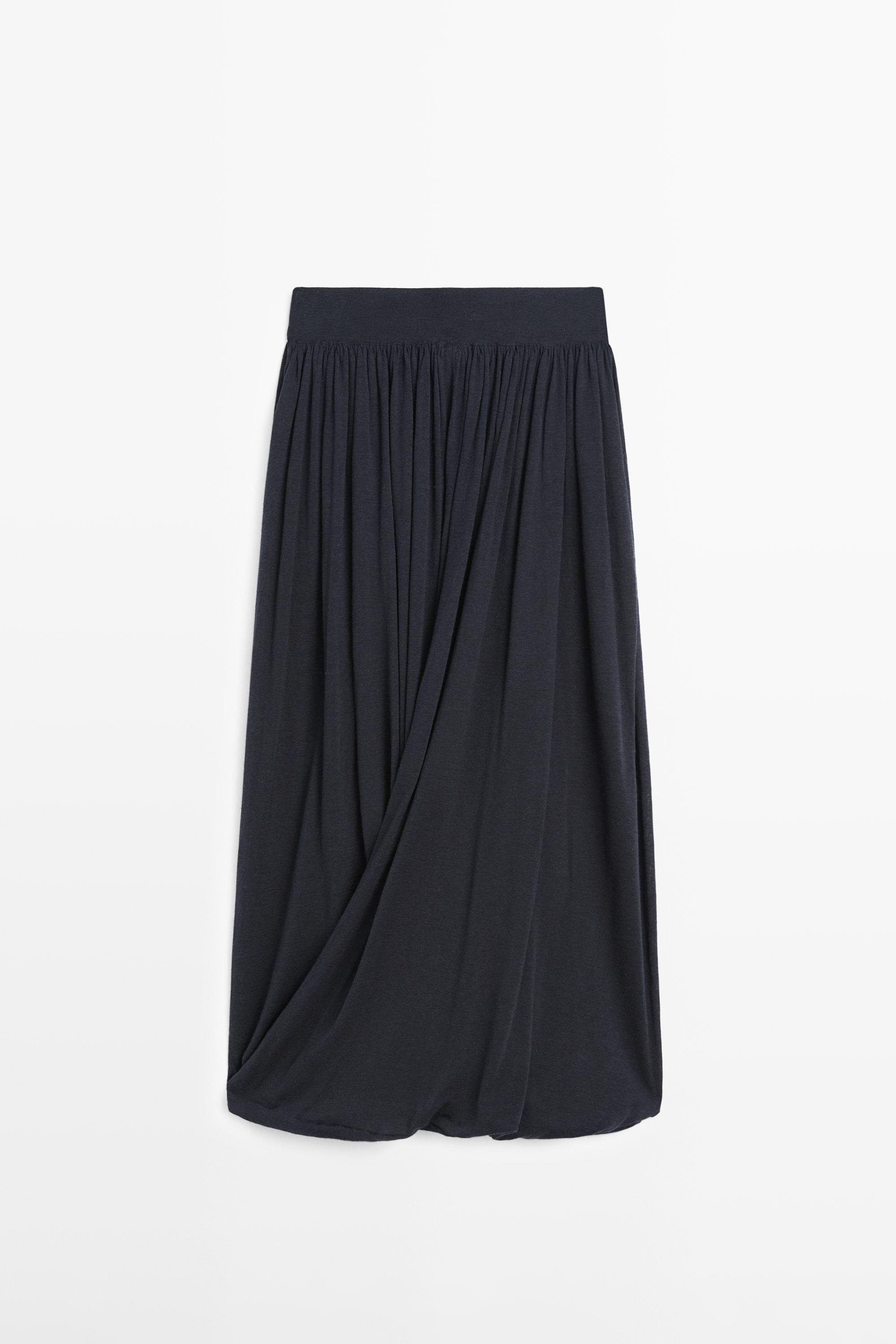 Draped balloon midi skirt - Navy blue | ZARA United States
