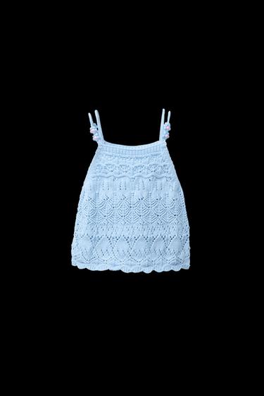 Zara BEADED KNIT TOP - Sky blue - Image 0