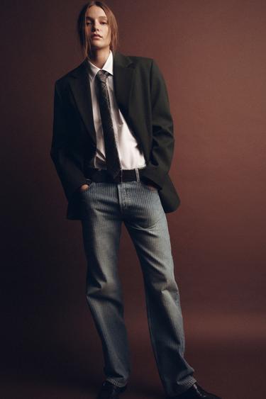 JEANS ZW COLLECTION RECTO RAYAS TIRO MEDIO - Azul de Zara