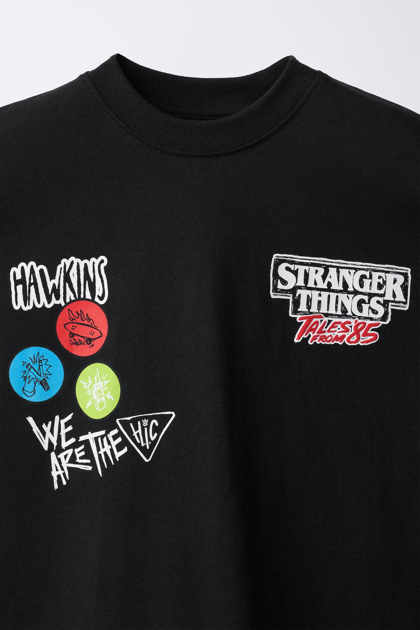 Детская футболка Zara Stranger Things © Netflix Print, цвет: Антрацитовый серый — фото 3