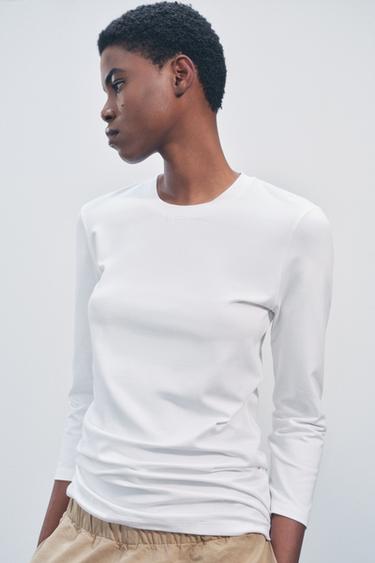 ФУТБОЛКА ИЗ ХЛОПКА SUPIMA® — БЕЛЫЙ от Zara — изображение 0