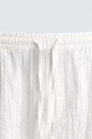 TEXTURED RELAXED FIT TROUSERS - White by Zara - Image 7