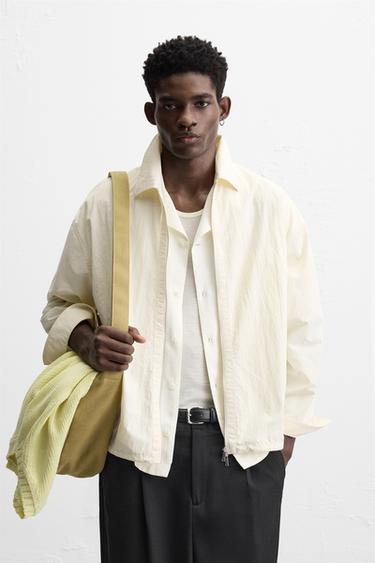 Zaras OVERSHIRT SPORTTYG DRAGKEDJA - Naturfärg