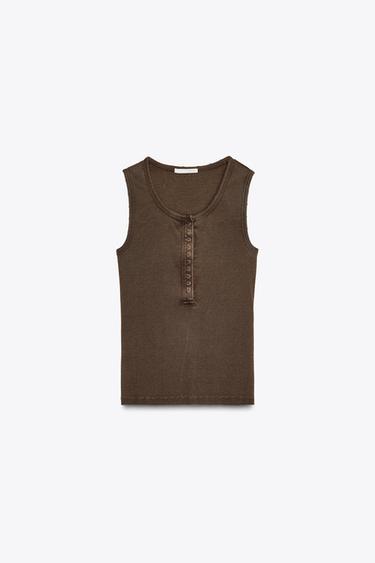 RIBBED FADED TOP - Brown von Zara - Bild 0