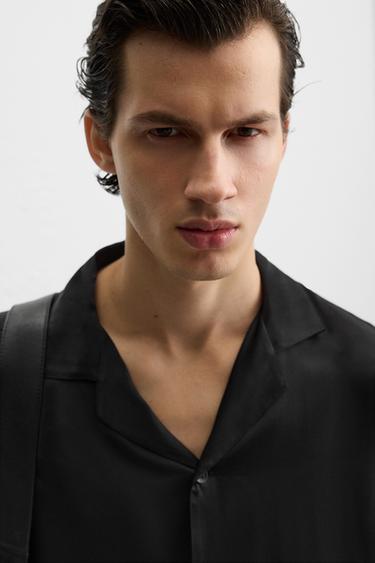 CHEMISE RELAXED FIT SATINÉE - Noir de Zara - Image 5