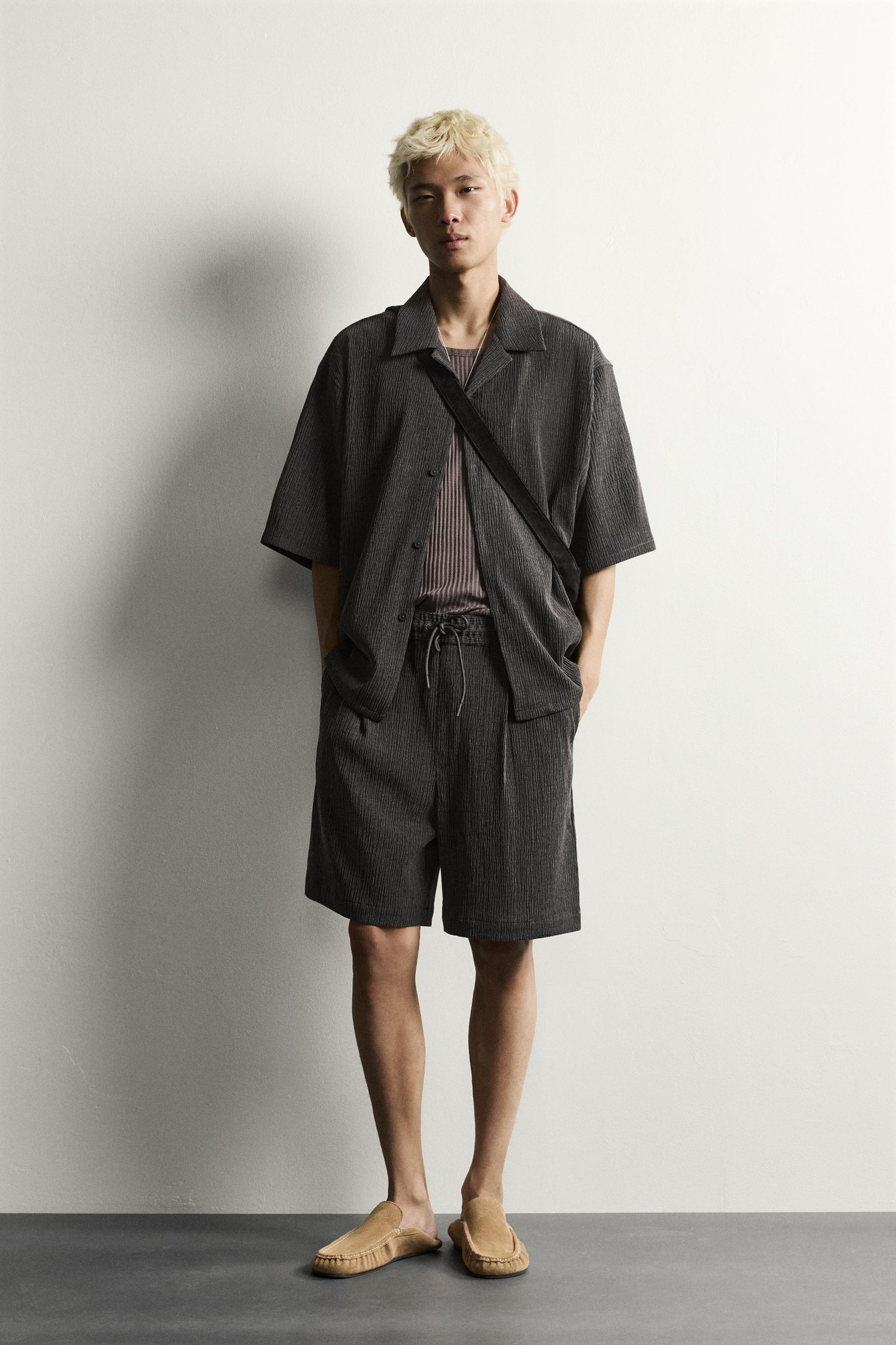 Мужские рубашки Zara TEXTURED RELAXED FIT SHIRT