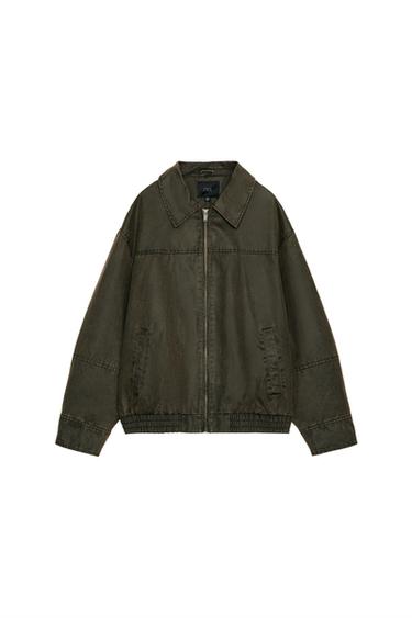 CHAQUETA ENCERADA - Gris medio de Zara