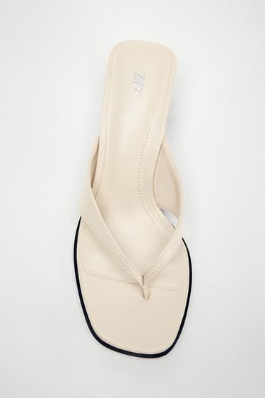 WIDE-HEEL DOUBLE-STRAP SANDALS - white by Zara