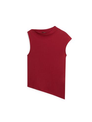 Top detalle asimétrico 100% algodón - Rojo oscuro de Zara