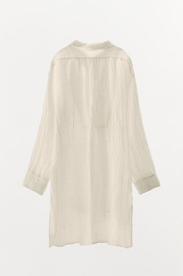 CHEMISE EFFET FROISSÉ AVEC LIN ÉDITION LIMITÉE - Blanc de Zara - Image 5